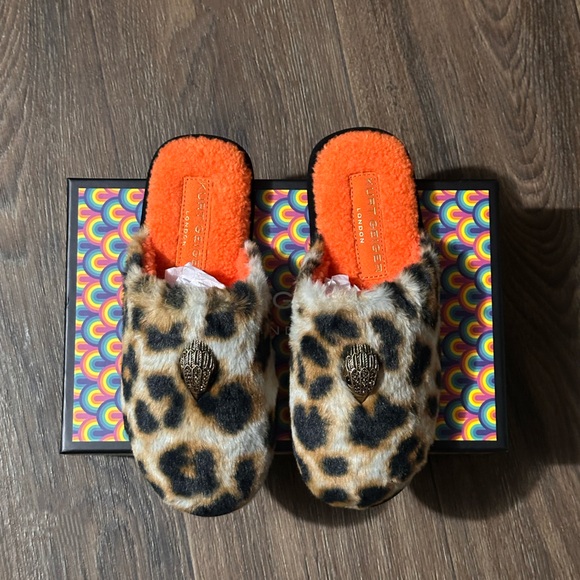 Kurt Geiger Kensington Cheetah Print Faux Fur Slippers - Picture 1 of 7